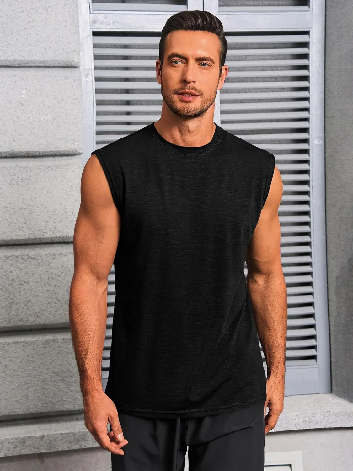 Runcati Mens Workout Tank Tops Sleeveless Muscle Cut Off Shirt Athletic Gym T Shirts
