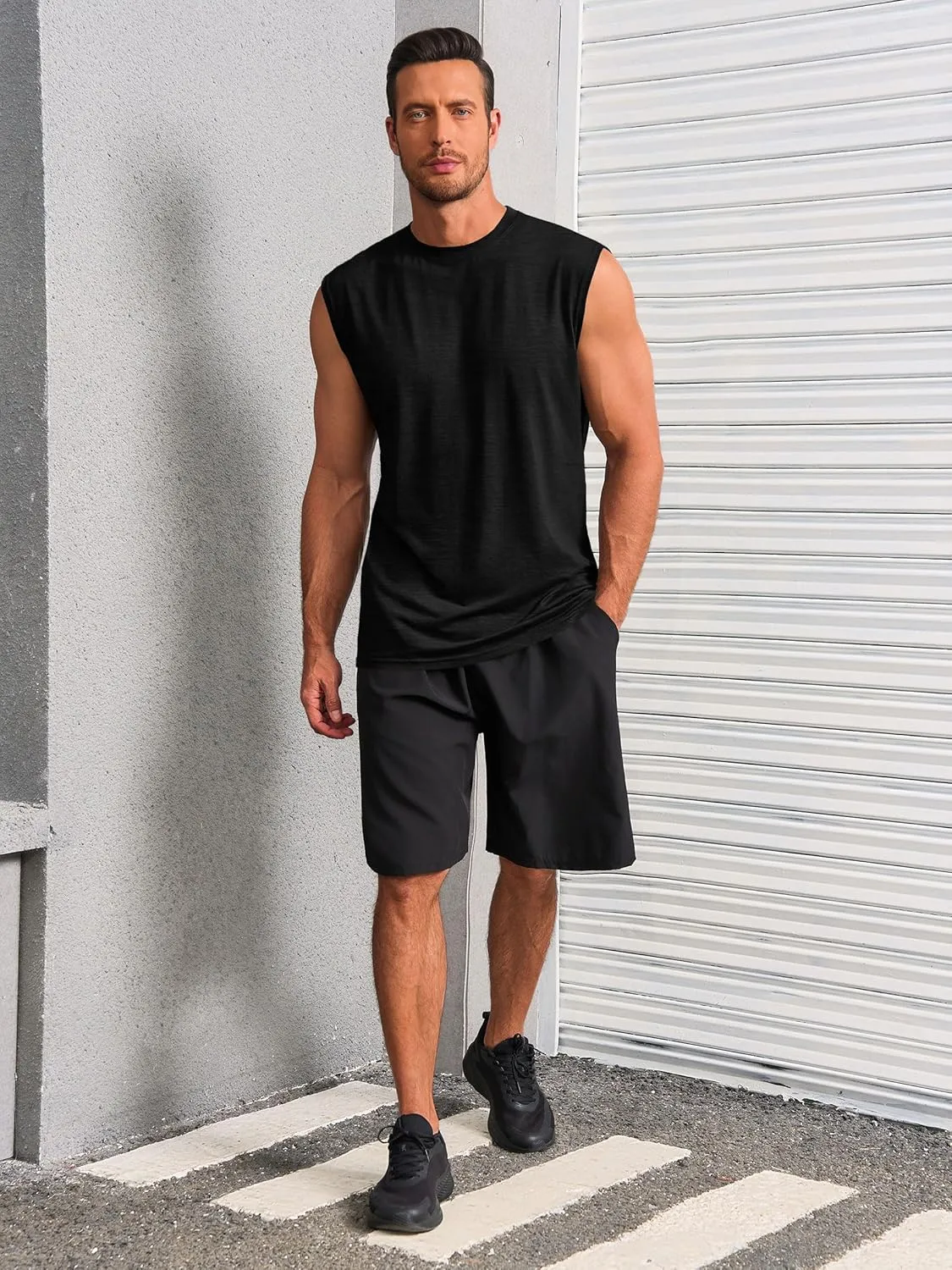 Runcati Mens Workout Tank Tops Sleeveless Muscle Cut Off Shirt Athletic Gym T Shirts