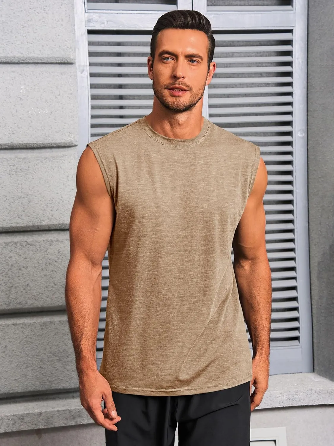 Runcati Mens Workout Tank Tops Sleeveless Muscle Cut Off Shirt Athletic Gym T Shirts