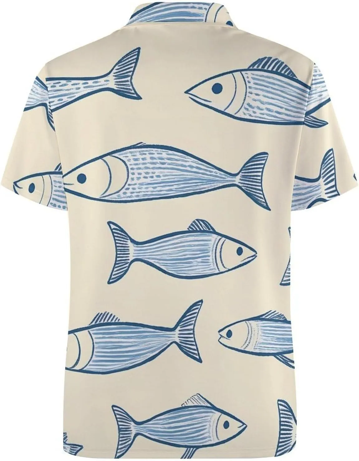 Sardine Fish Mens Polo Shirts Quick Dry Short Sleeve T-shirts Slim Tennis Collared Tees Tops
