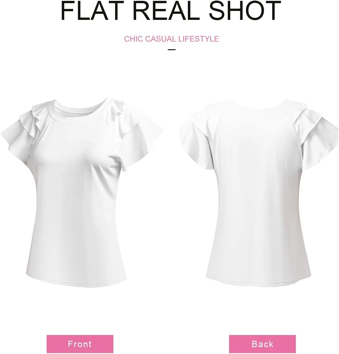 SHEWIN Womens Summer Tops Ruffle Short Sleeve T Shirts Casual Slim Fit