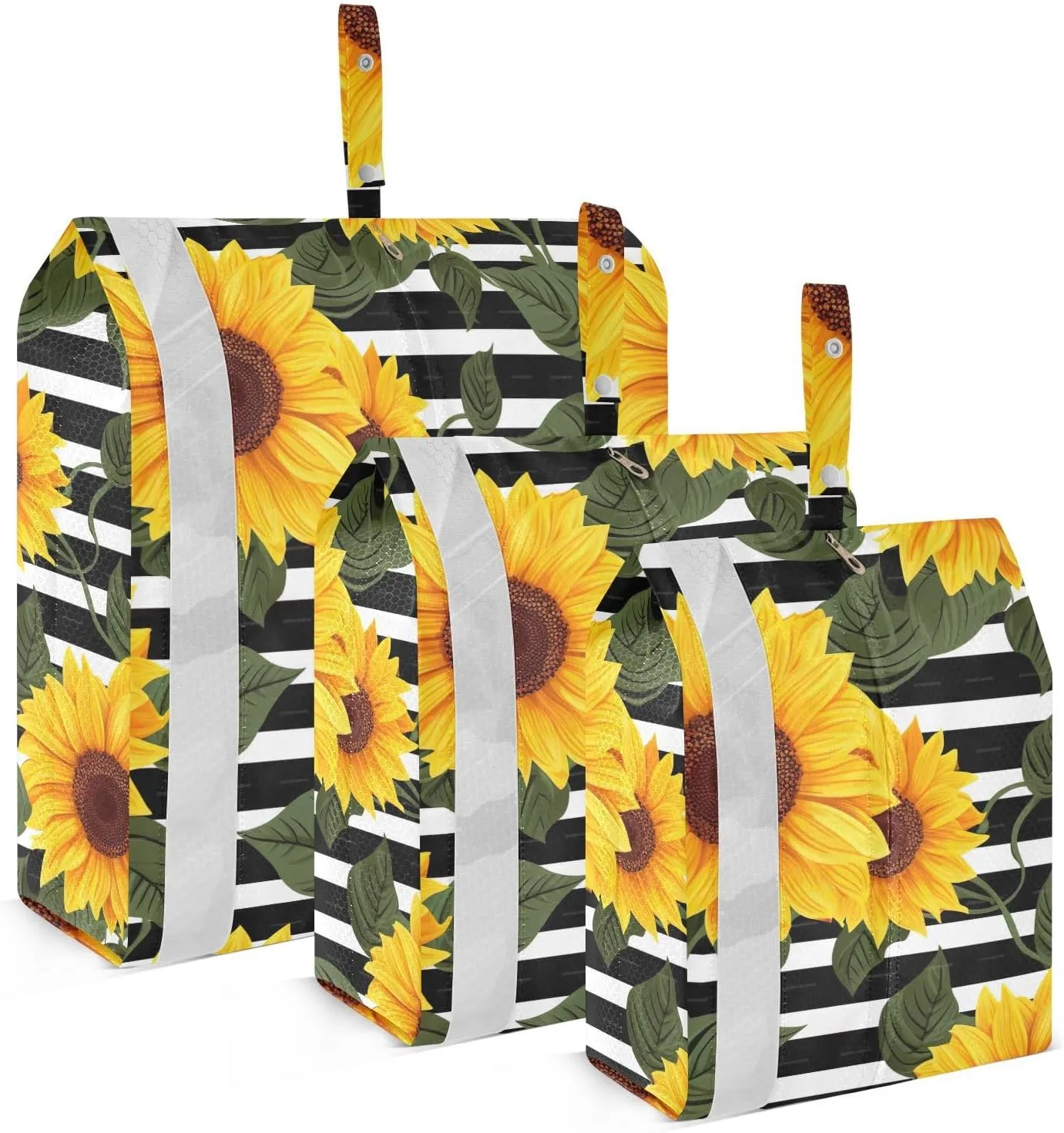 Stripe Sunflowers Leaf Packing Cubes for Travel 3 Set Packing Bags Suitcase Organizer Bags for Easy Packing