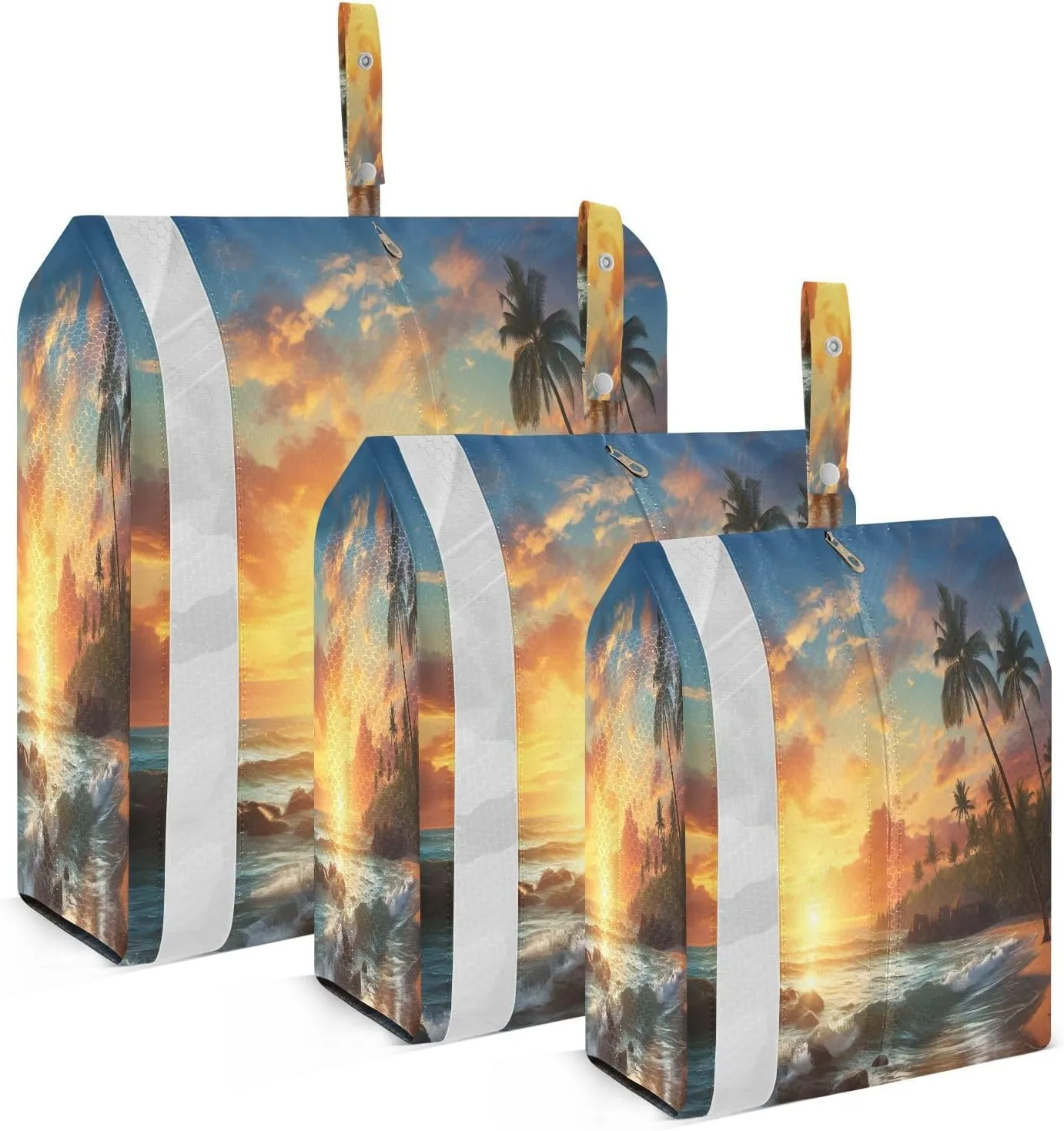 Sunset Ocean Palm Packing Cubes for Travel 3 Set Compression Bags Suitcase Organizer Bags Set for Easy Packing
