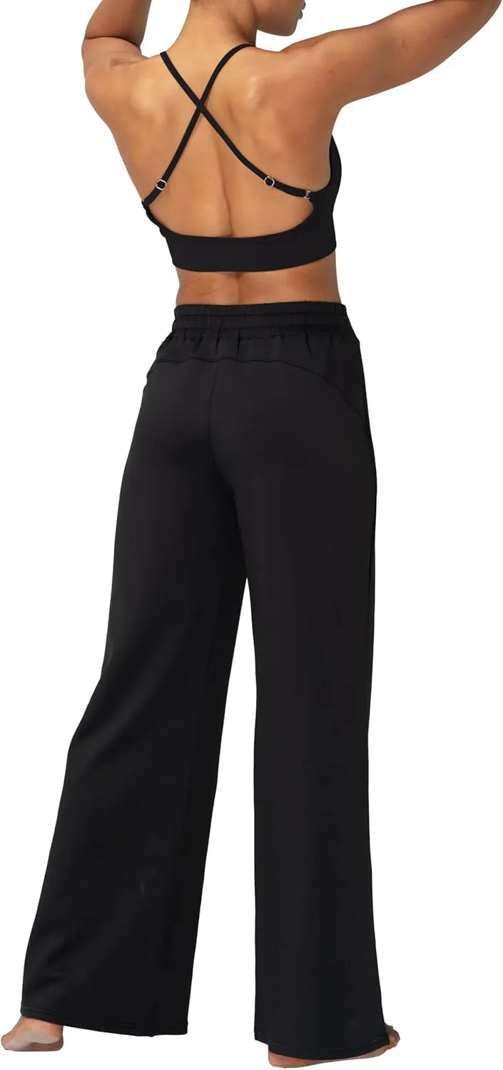 Sunzel Women's Airy Wide Leg Pants, High Waist Yoga Pants Lightweight Lounge Sweatpants with Drawstring for All Day Comfort