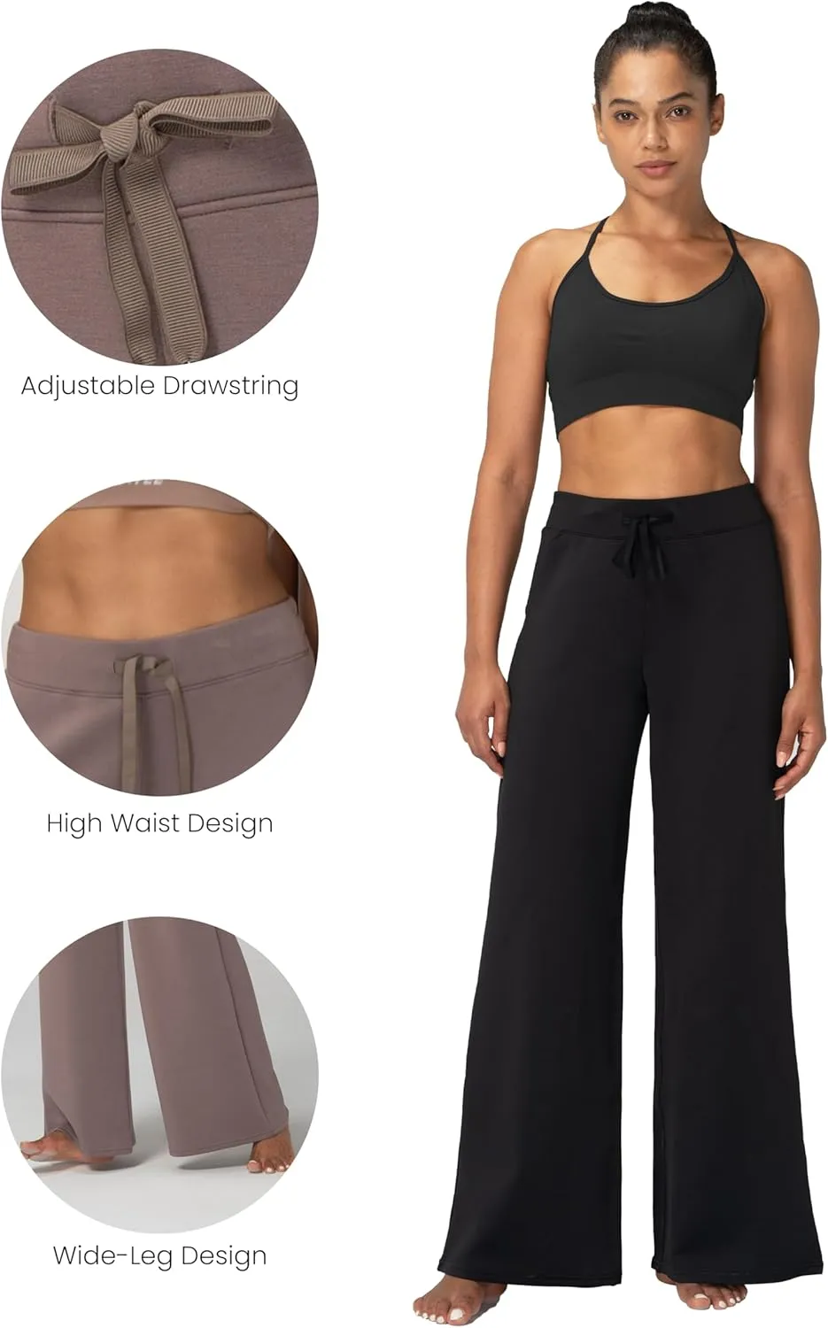 Sunzel Women's Airy Wide Leg Pants, High Waist Yoga Pants Lightweight Lounge Sweatpants with Drawstring for All Day Comfort
