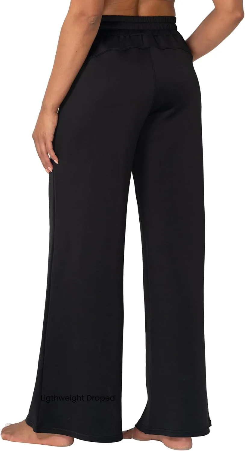 Sunzel Women's Airy Wide Leg Pants, High Waist Yoga Pants Lightweight Lounge Sweatpants with Drawstring for All Day Comfort