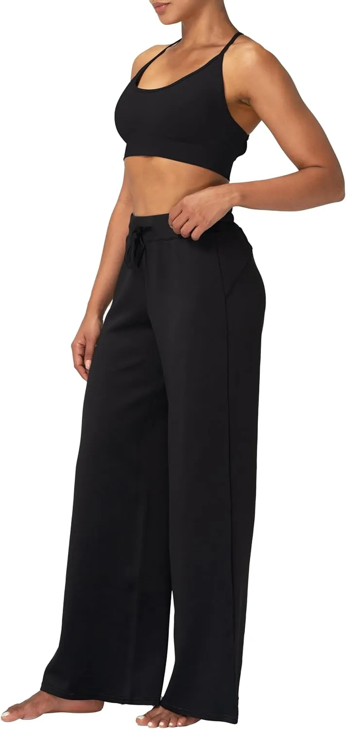 Sunzel Women's Airy Wide Leg Pants, High Waist Yoga Pants Lightweight Lounge Sweatpants with Drawstring for All Day Comfort