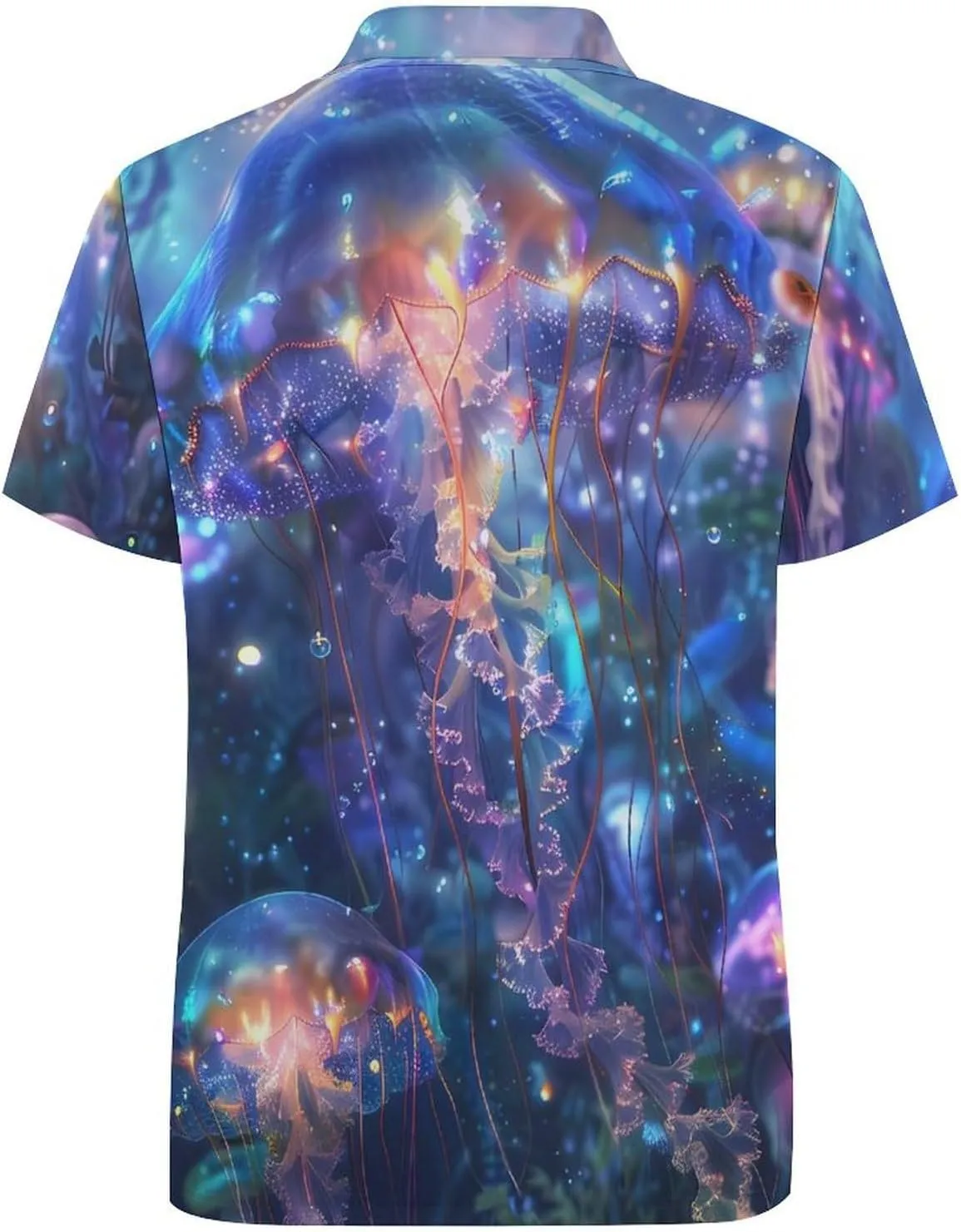 Swimming Glowing Jellyfish Mens Polo Shirts Quick Dry Short Sleeve T-shirts Slim Tennis Collared Tees Tops