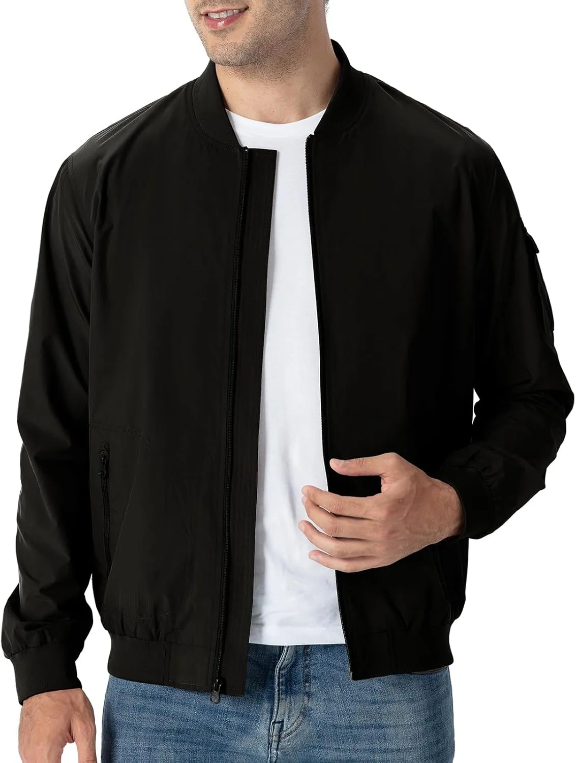 TBMPOY Men's Lightweight Bomber Jackets Light Track Jackets Casual Summer Windbreaker Outdoor Golf Fashion Coat for Men