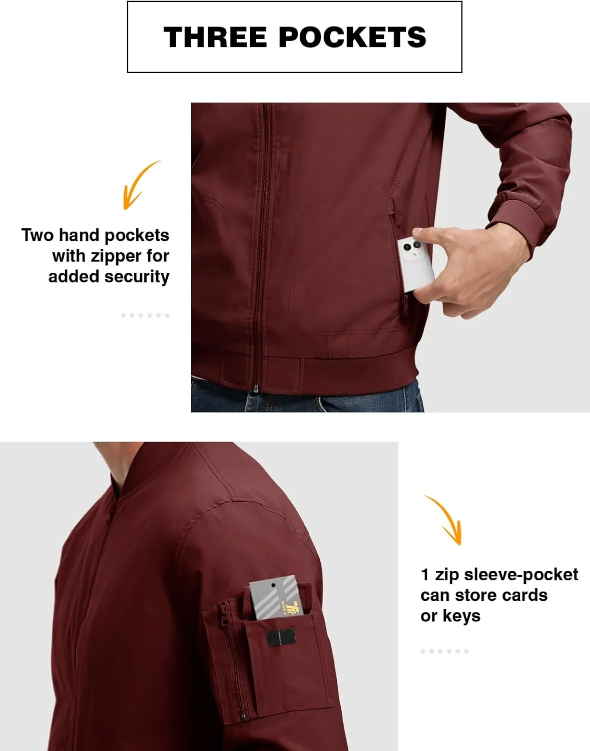TBMPOY Men's Lightweight Bomber Jackets Light Track Jackets Casual Summer Windbreaker Outdoor Golf Fashion Coat for Men