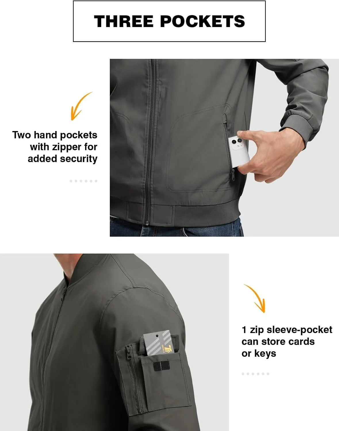 TBMPOY Men's Lightweight Bomber Jackets Light Track Jackets Casual Summer Windbreaker Outdoor Golf Fashion Coat for Men