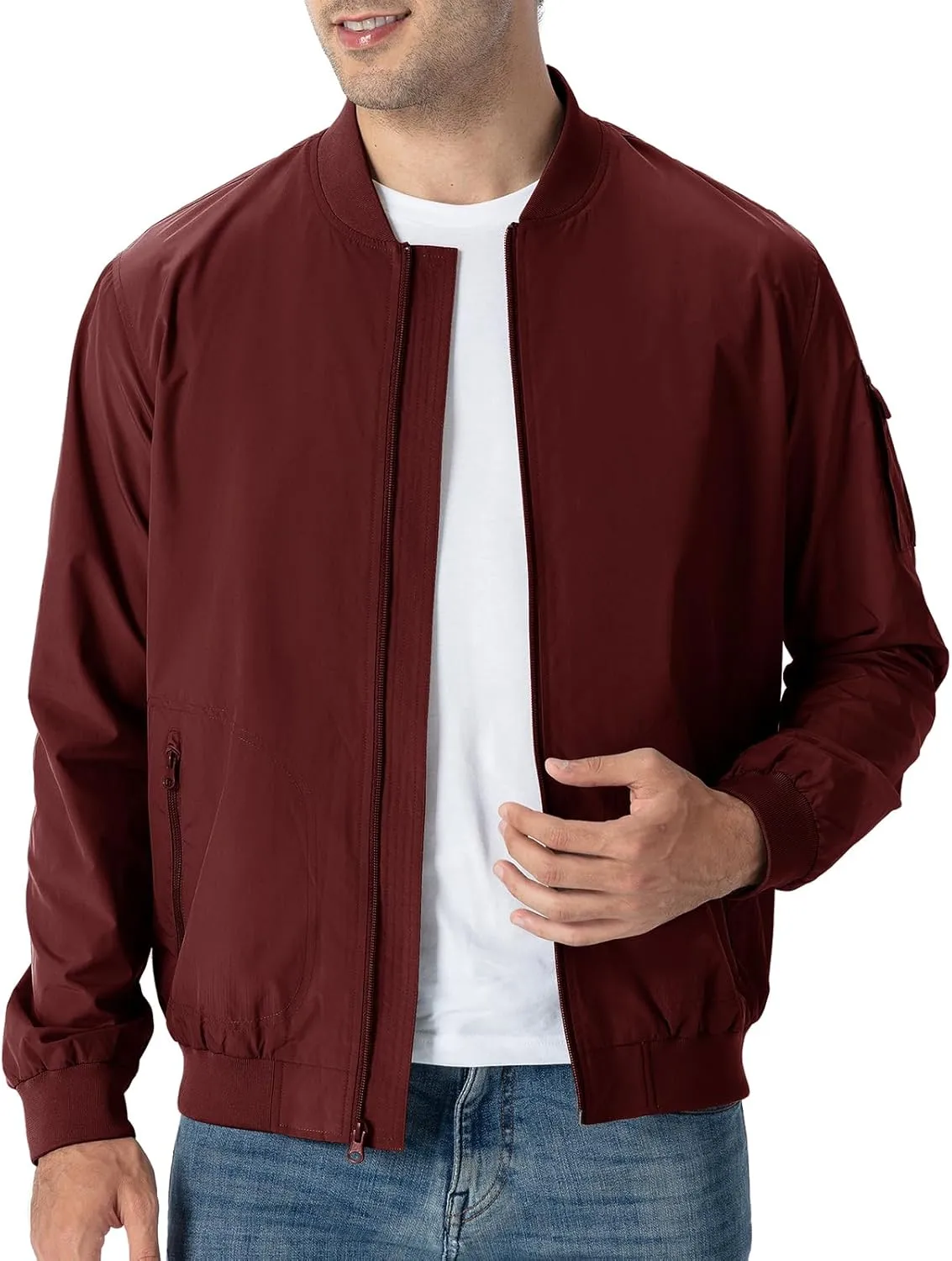 TBMPOY Men's Lightweight Bomber Jackets Light Track Jackets Casual Summer Windbreaker Outdoor Golf Fashion Coat for Men