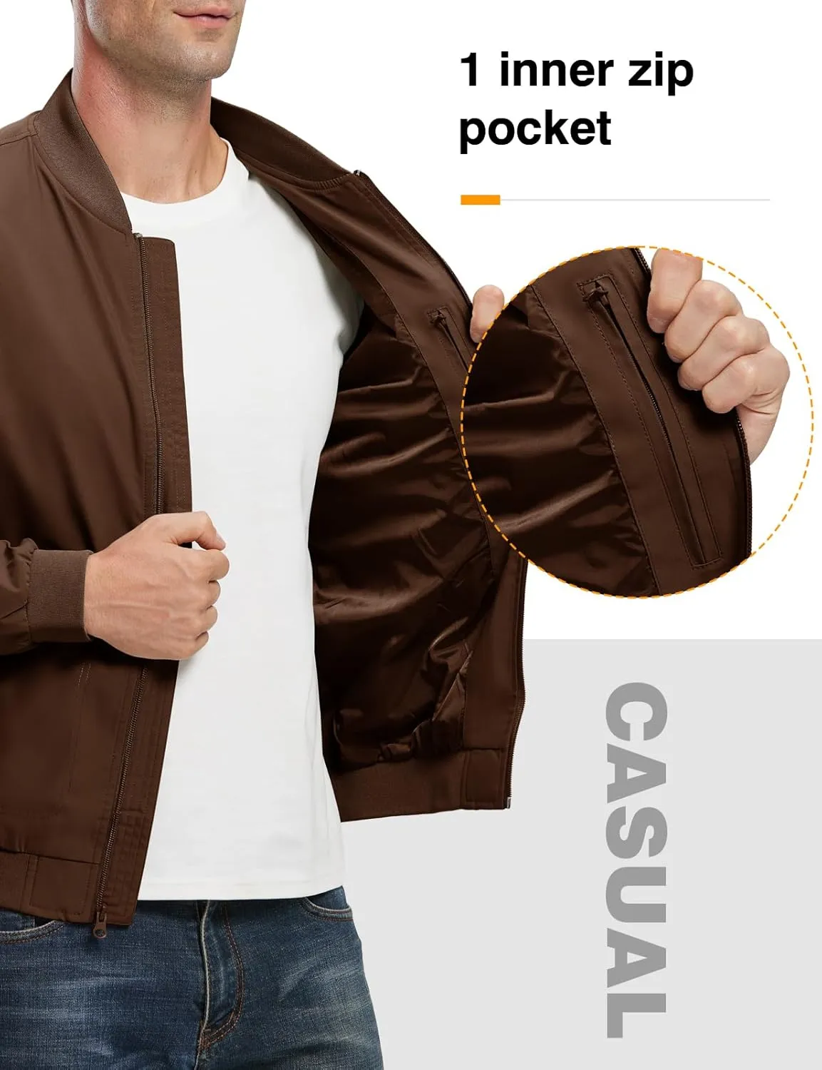 TBMPOY Men's Lightweight Bomber Jackets Light Track Jackets Casual Summer Windbreaker Outdoor Golf Fashion Coat for Men