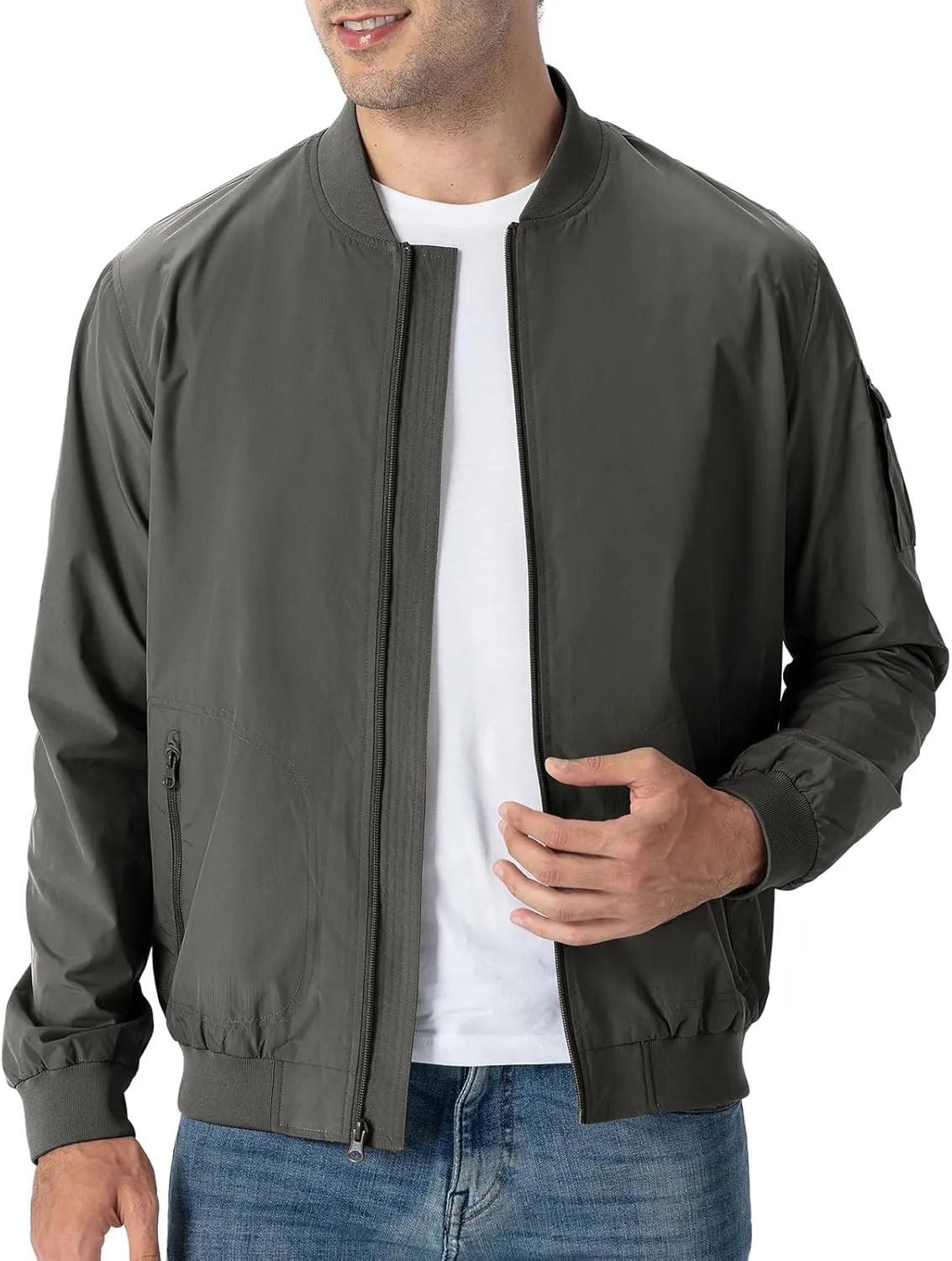 TBMPOY Men's Lightweight Bomber Jackets Light Track Jackets Casual Summer Windbreaker Outdoor Golf Fashion Coat for Men