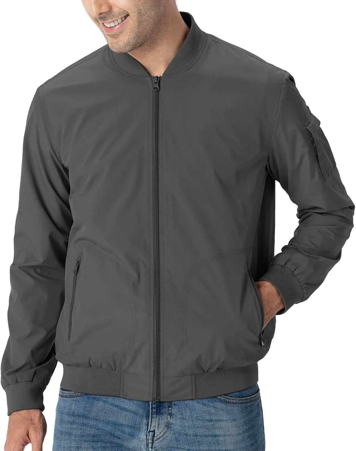 TBMPOY Men's Lightweight Bomber Jackets Light Track Jackets Casual Summer Windbreaker Outdoor Golf Fashion Coat for Men
