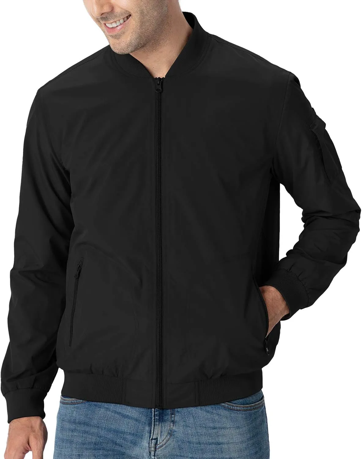 TBMPOY Men's Lightweight Bomber Jackets Light Track Jackets Casual Summer Windbreaker Outdoor Golf Fashion Coat for Men