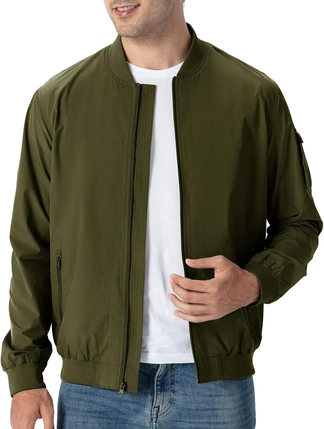 TBMPOY Men's Lightweight Bomber Jackets Light Track Jackets Casual Summer Windbreaker Outdoor Golf Fashion Coat for Men