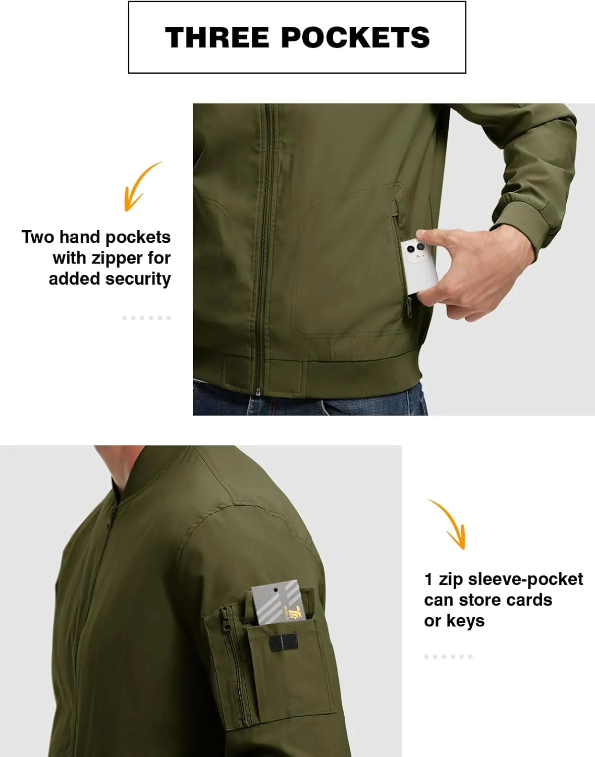 TBMPOY Men's Lightweight Bomber Jackets Light Track Jackets Casual Summer Windbreaker Outdoor Golf Fashion Coat for Men