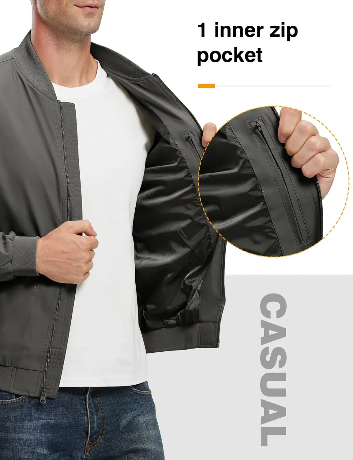 TBMPOY Men's Lightweight Bomber Jackets Light Track Jackets Casual Summer Windbreaker Outdoor Golf Fashion Coat for Men