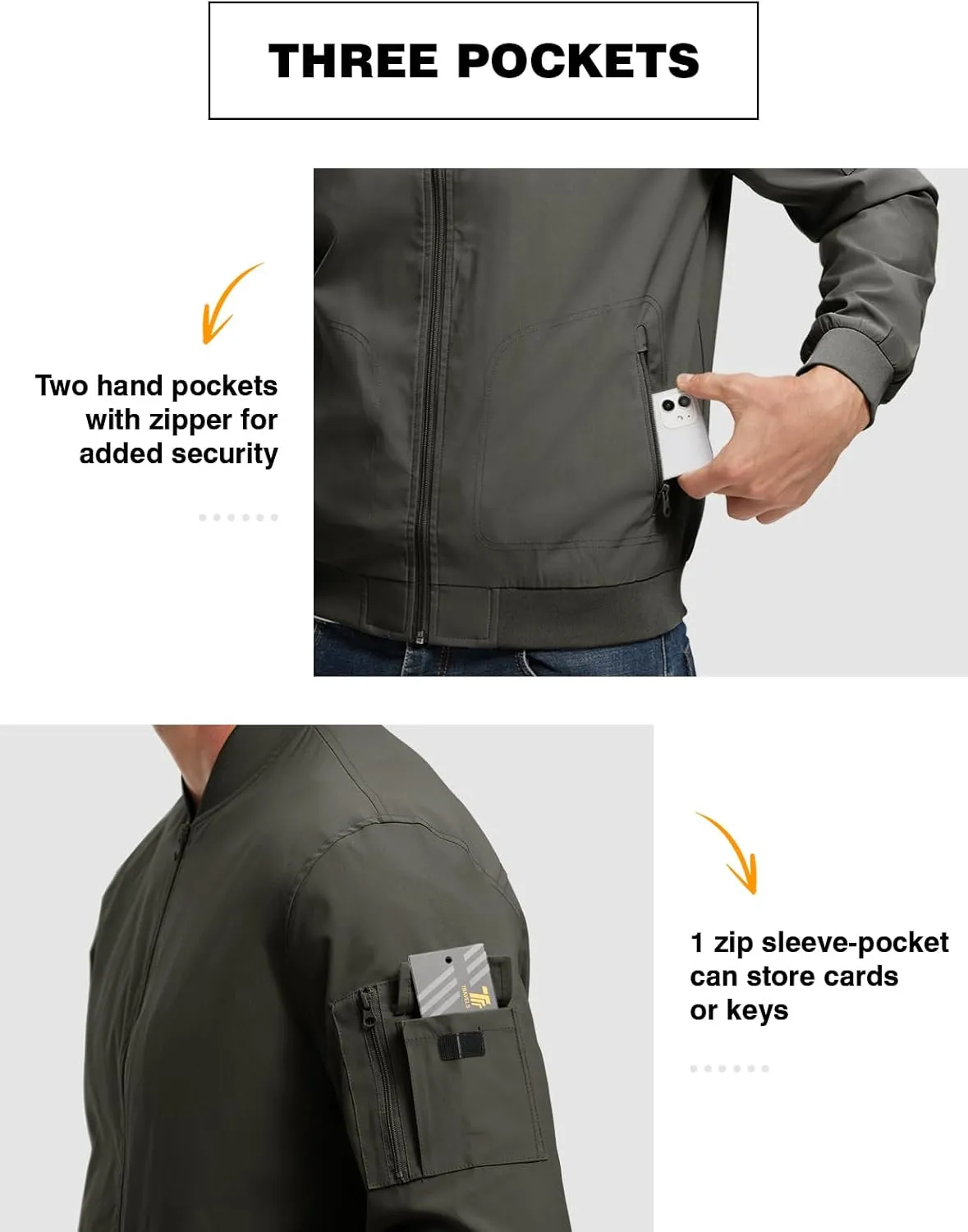 TBMPOY Men's Lightweight Bomber Jackets Light Track Jackets Casual Summer Windbreaker Outdoor Golf Fashion Coat for Men