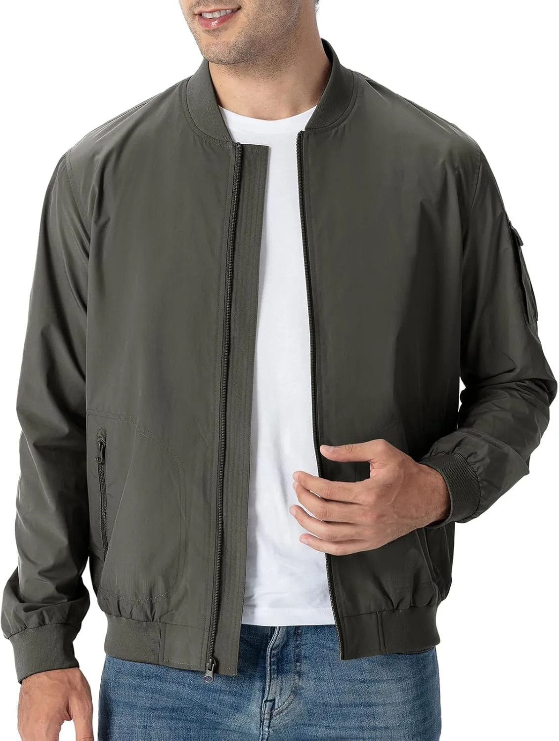 TBMPOY Men's Lightweight Bomber Jackets Light Track Jackets Casual Summer Windbreaker Outdoor Golf Fashion Coat for Men