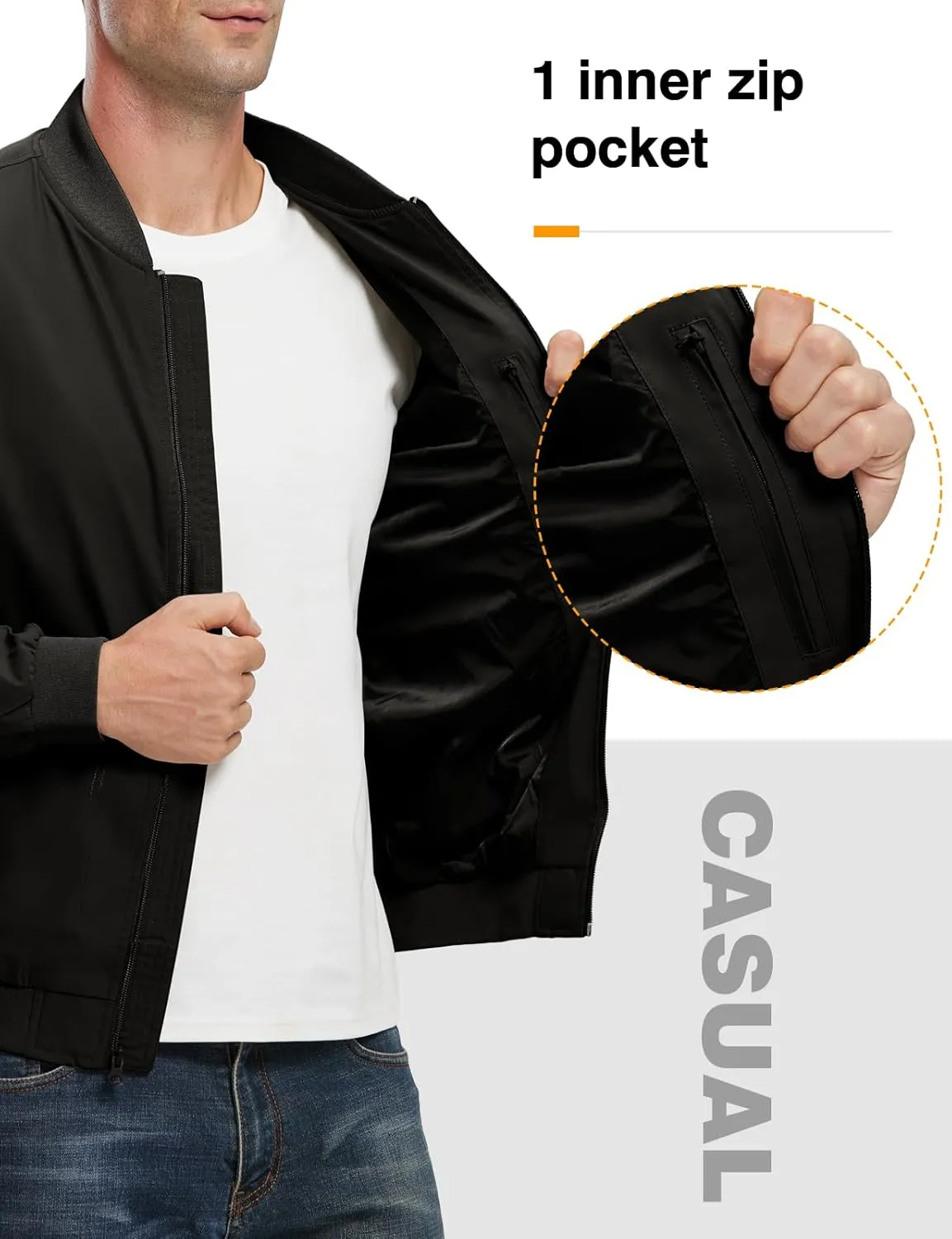 TBMPOY Men's Lightweight Bomber Jackets Light Track Jackets Casual Summer Windbreaker Outdoor Golf Fashion Coat for Men