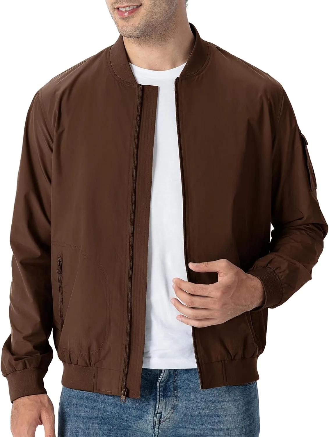 TBMPOY Men's Lightweight Bomber Jackets Light Track Jackets Casual Summer Windbreaker Outdoor Golf Fashion Coat for Men
