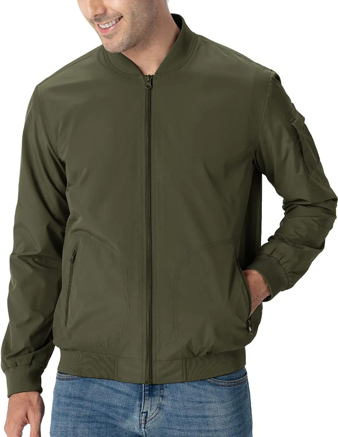 TBMPOY Men's Lightweight Bomber Jackets Light Track Jackets Casual Summer Windbreaker Outdoor Golf Fashion Coat for Men