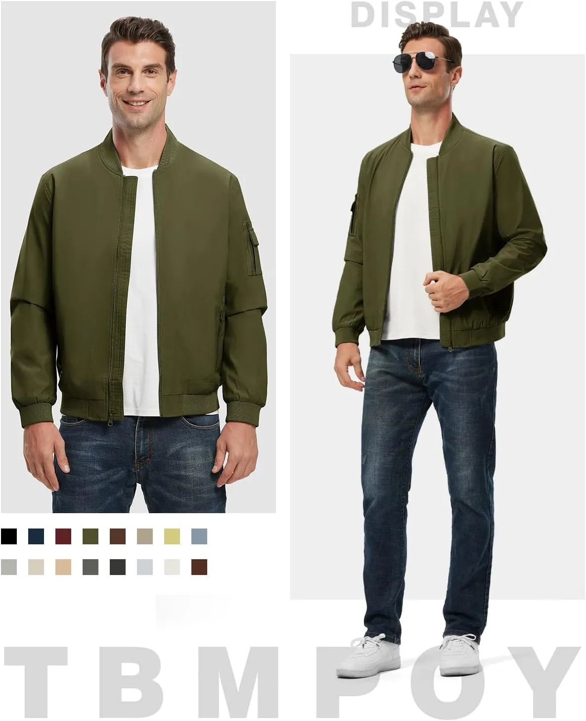 TBMPOY Men's Lightweight Bomber Jackets Light Track Jackets Casual Summer Windbreaker Outdoor Golf Fashion Coat for Men
