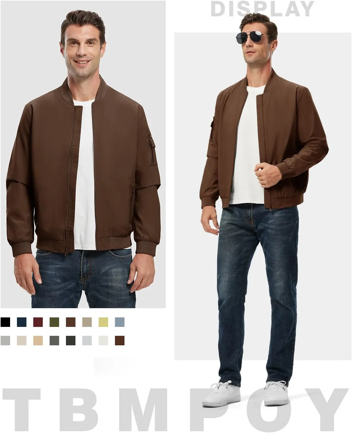 TBMPOY Men's Lightweight Bomber Jackets Light Track Jackets Casual Summer Windbreaker Outdoor Golf Fashion Coat for Men