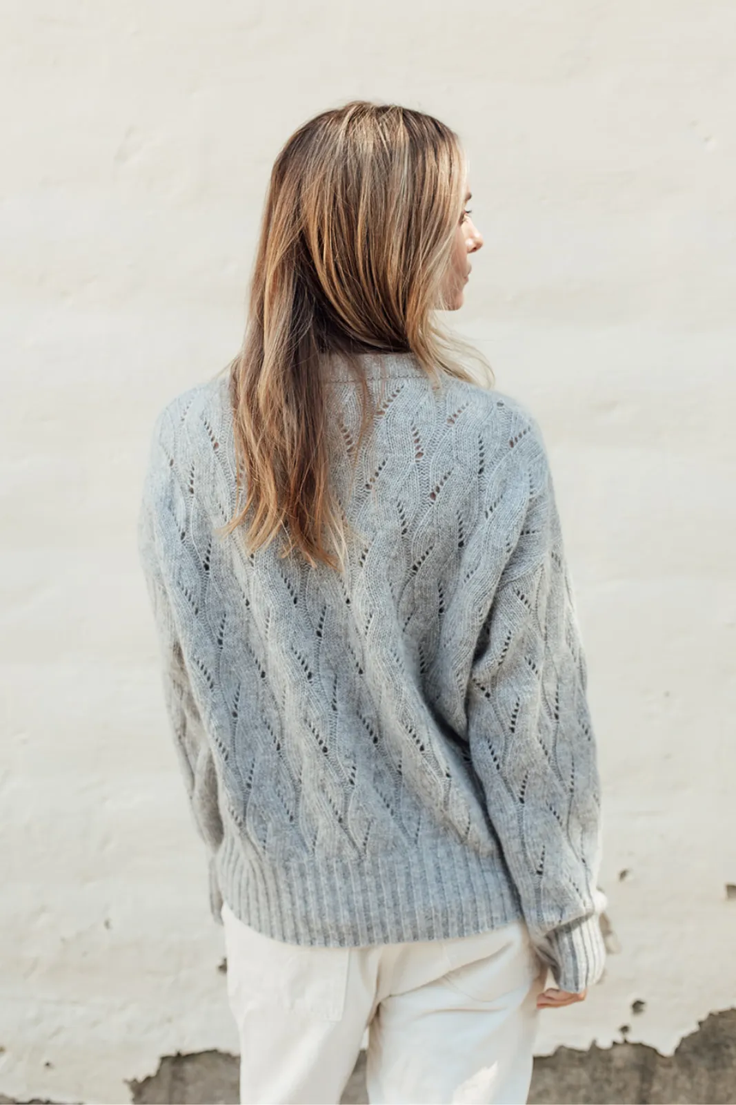 The Lily Cable Wave Merino Angora Jersey- Dove