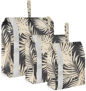 Tropical Palm Leaf Black Packing Cubes for Travel 3 Set Packing Travel Organizer Cubes Luggage Bags Organizer for Easy Packing