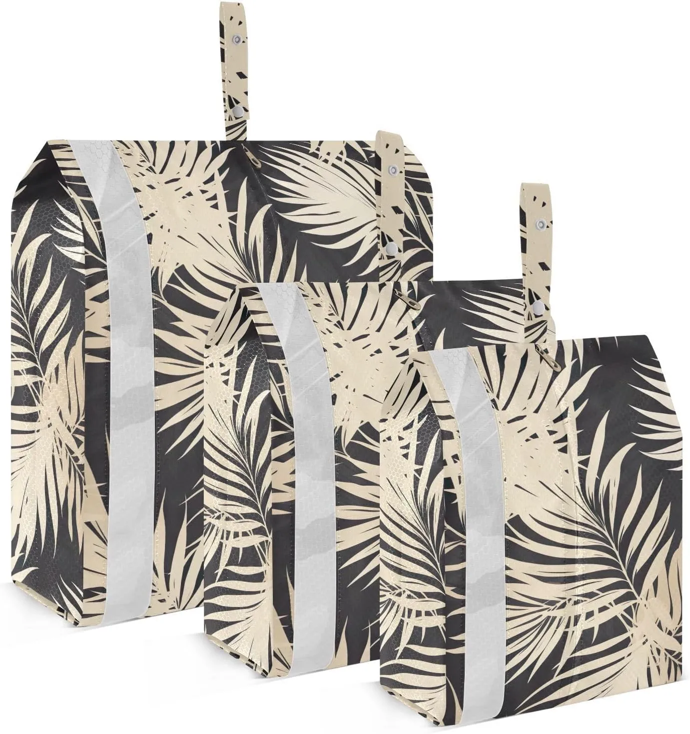 Tropical Palm Leaf Black Packing Cubes for Travel 3 Set Packing Travel Organizer Cubes Luggage Bags Organizer for Easy Packing