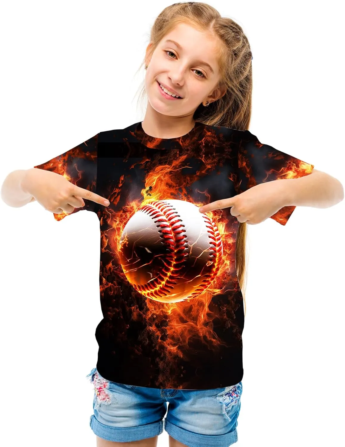 Unisex 3D Graphic Printed T-Shirts, Boys Girls Kids Crewneck Short Sleeve T Shirts, Cool Tees for 6-16 Years Teens