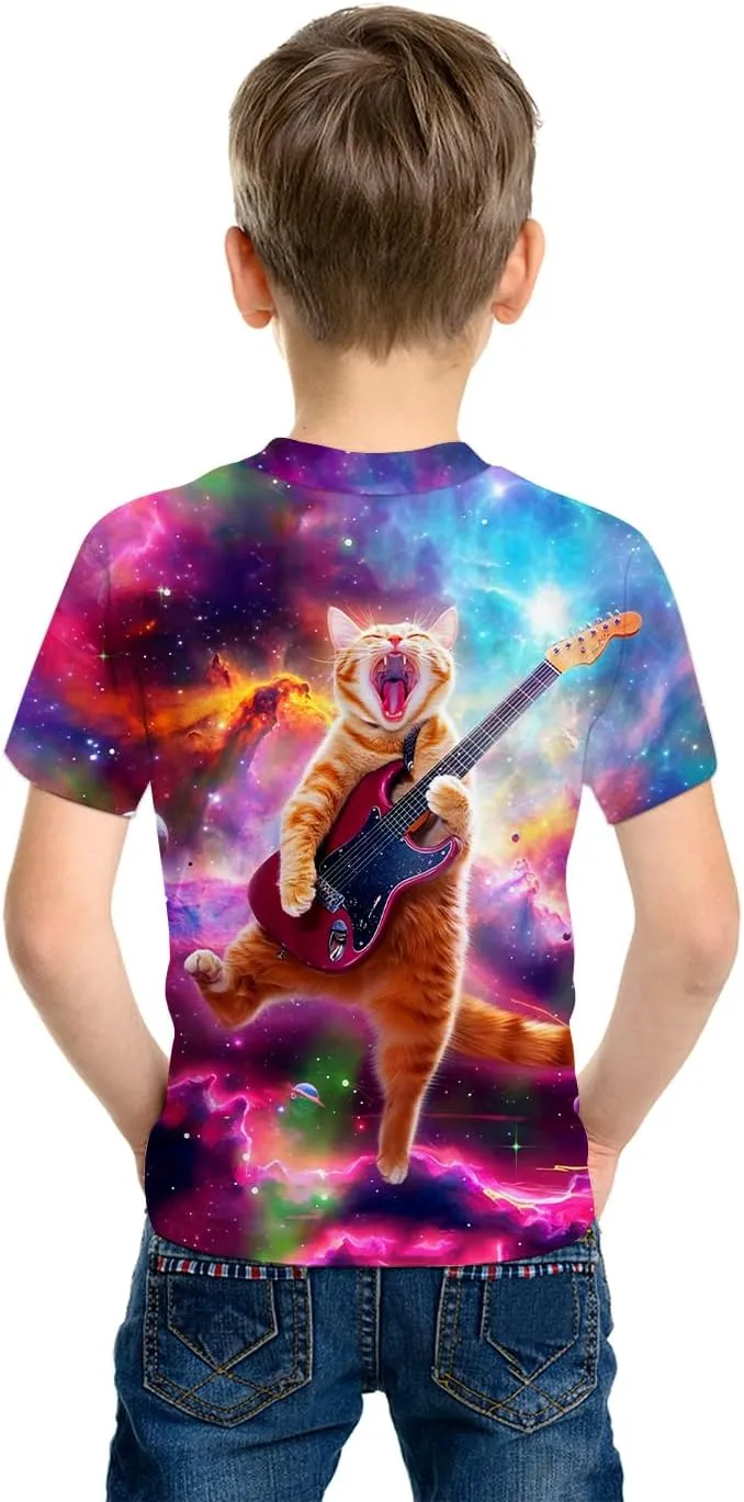 Unisex 3D Graphic Printed T-Shirts, Boys Girls Kids Crewneck Short Sleeve T Shirts, Cool Tees for 6-16 Years Teens