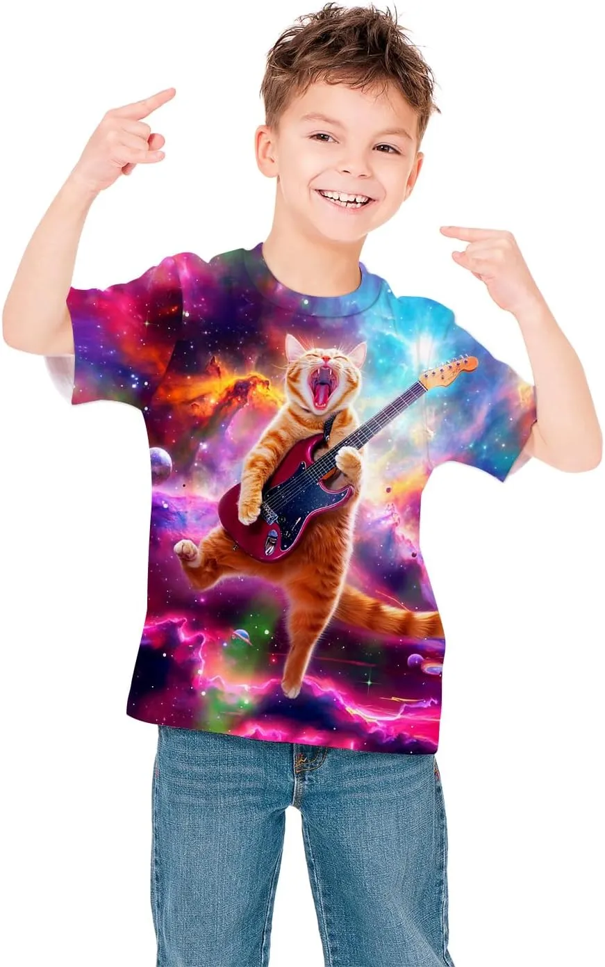 Unisex 3D Graphic Printed T-Shirts, Boys Girls Kids Crewneck Short Sleeve T Shirts, Cool Tees for 6-16 Years Teens