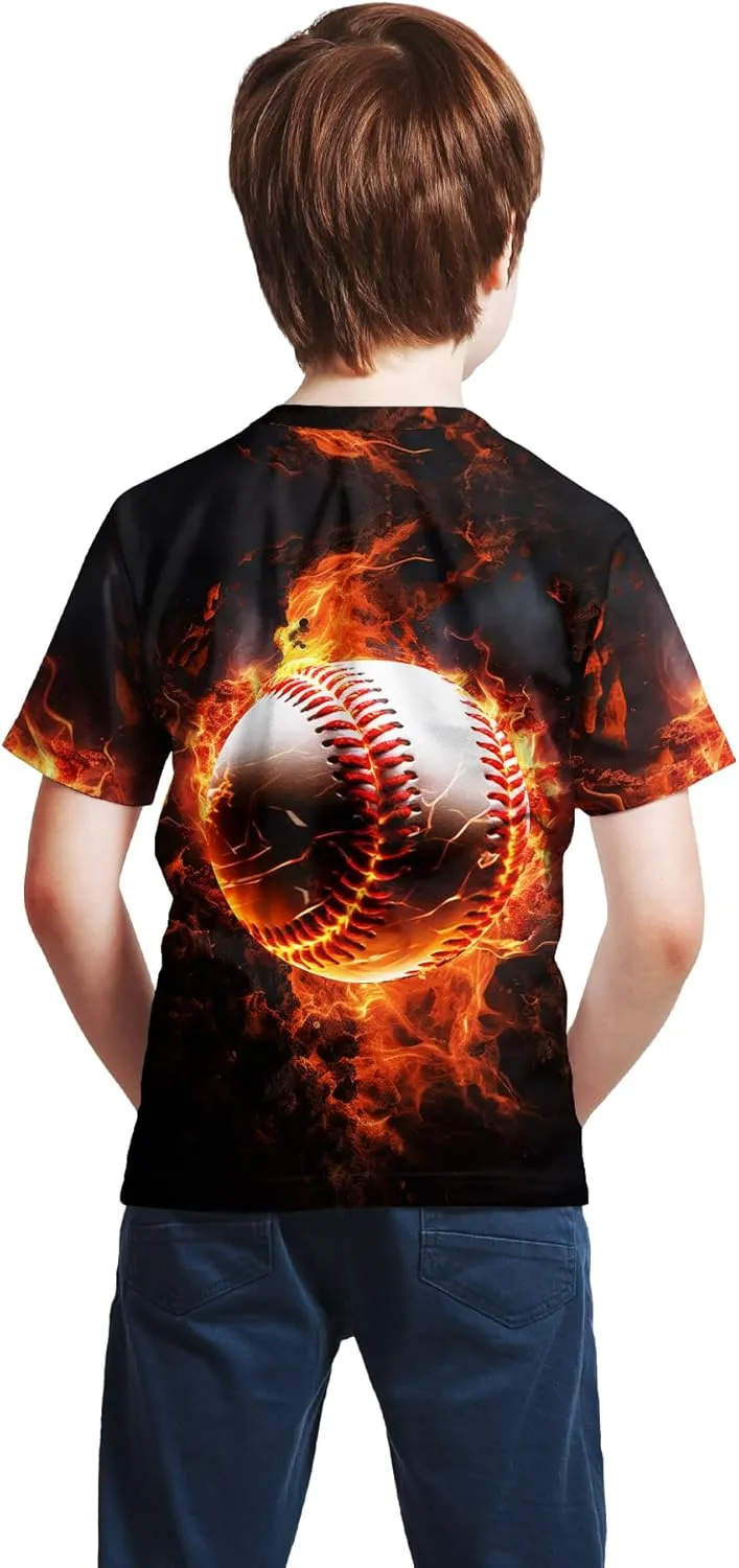 Unisex 3D Graphic Printed T-Shirts, Boys Girls Kids Crewneck Short Sleeve T Shirts, Cool Tees for 6-16 Years Teens