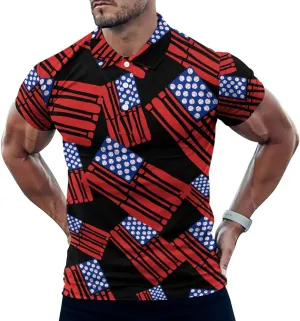 U.S Baseball Flag Mens Polo Shirts Quick Dry Short Sleeve T-shirts Slim Tennis Collared Tees Tops
