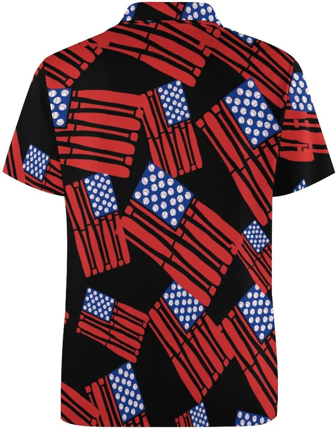 U.S Baseball Flag Mens Polo Shirts Quick Dry Short Sleeve T-shirts Slim Tennis Collared Tees Tops