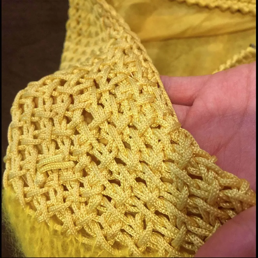 Vintage 50s 60s | Pure Wool & Mohair Yellow Fuzzy Cardigan | L