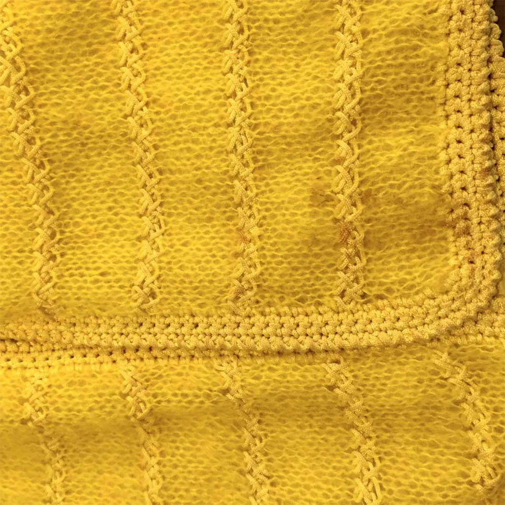 Vintage 50s 60s | Pure Wool & Mohair Yellow Fuzzy Cardigan | L