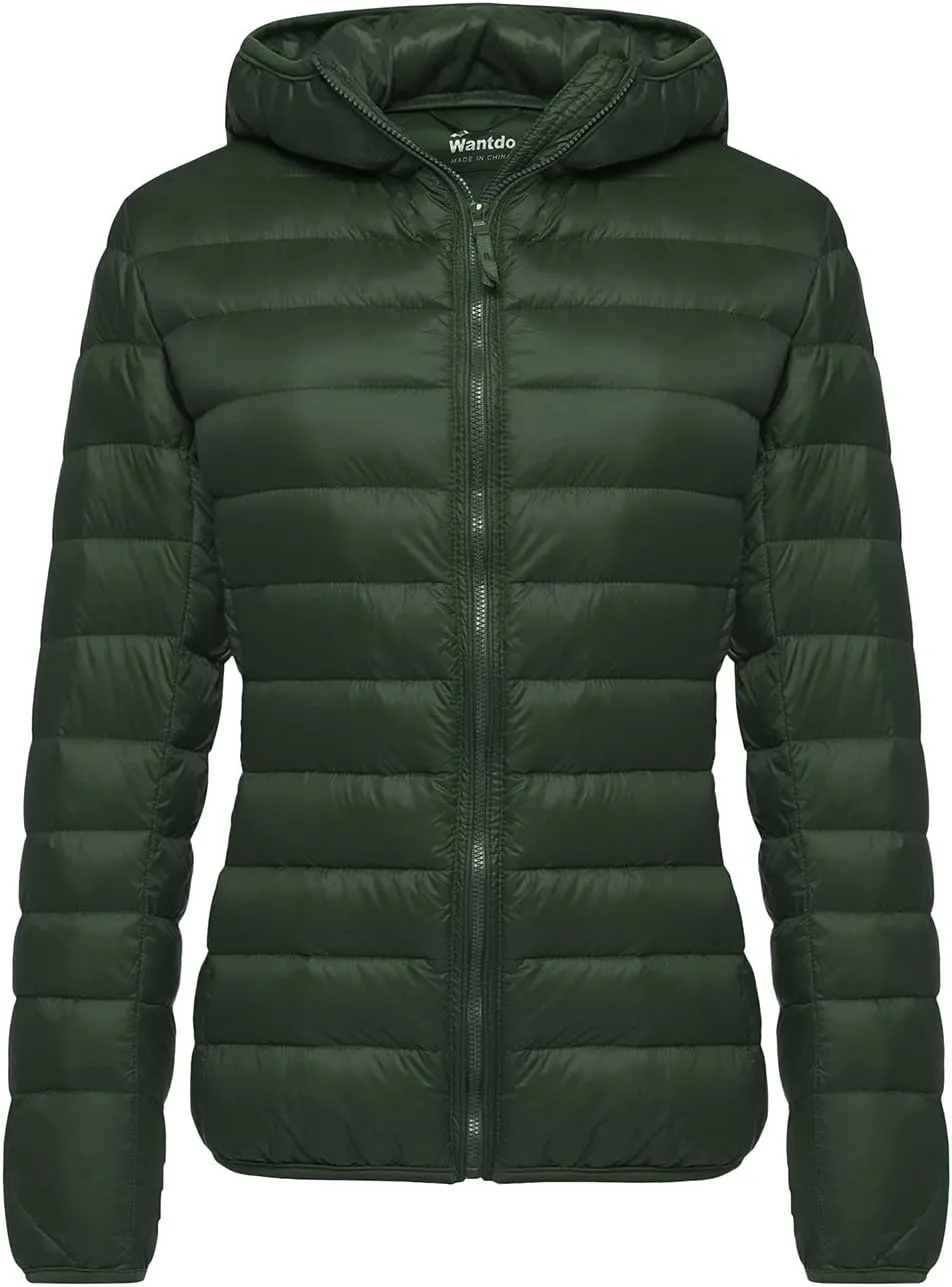 Wantdo Women's Hooded Packable Ultra Light Weight Short Down Jacket