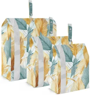 Watercolor Colorful Leaves Packing Cubes for Travel 3 Set Compression Packing Cube Luggage Organizer Bags for Easy Packing