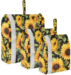 Watercolor Sunflowers Leaves Black Packing Cubes for Travel 3 Set Large Packing Cubes Luggage Cubes for Easy Packing