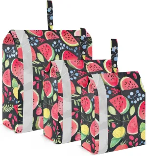 Watermelon Strawberry Black Packing Cubes for Travel 3 Set Luggage Packing Cubes Luggage Bags Organizer for Easy Packing