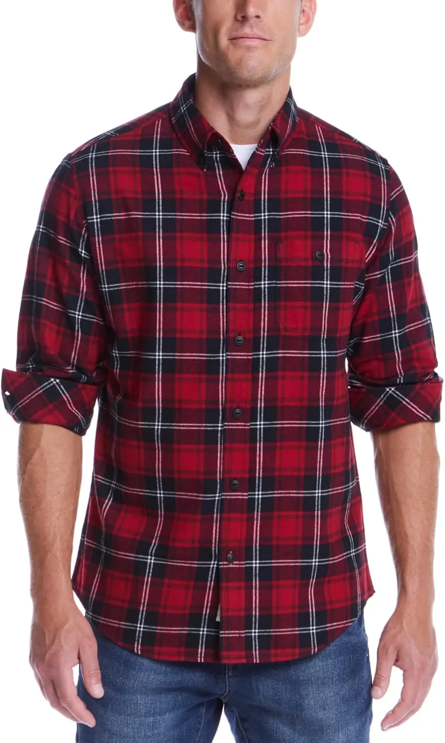 Weatherproof Vintage Mens Casual Soft Brushed Plaid Button-Down Flannel Shirt