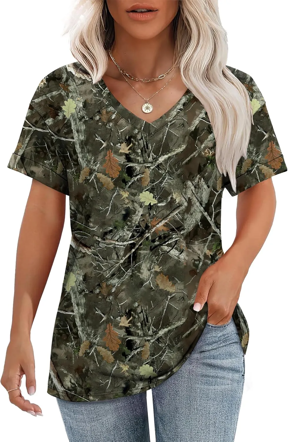 WEESO Womens T Shirts Short Sleeve Summer Tops Cute V Neck Casual Blouses