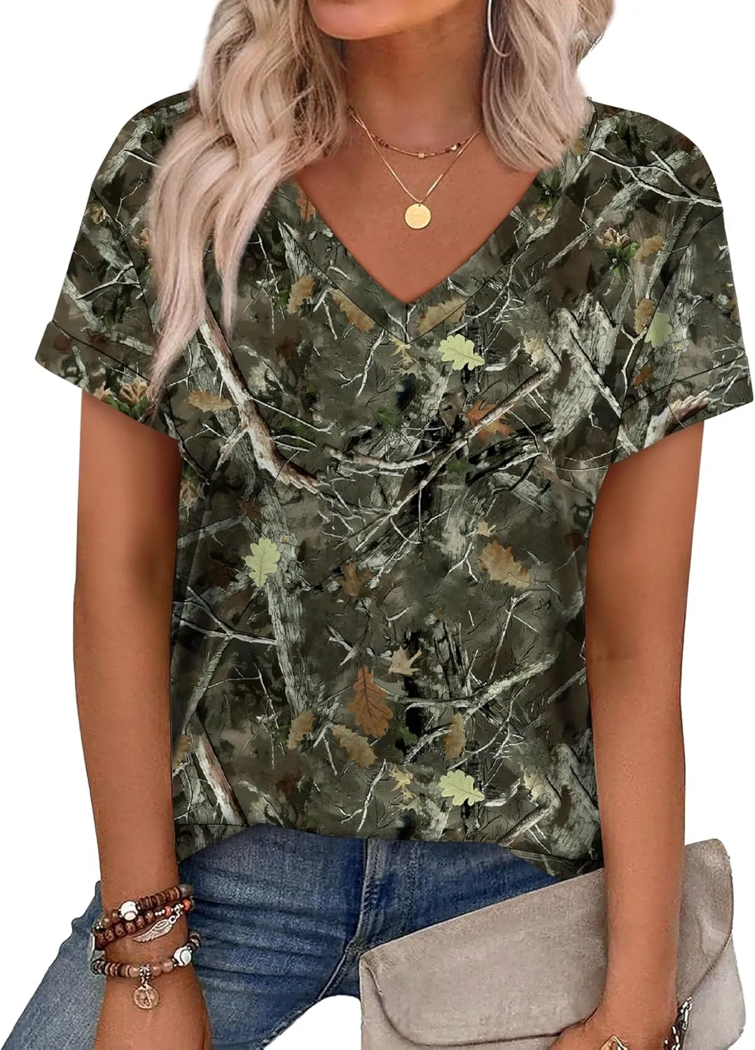 WEESO Womens T Shirts Short Sleeve Summer Tops Cute V Neck Casual Blouses