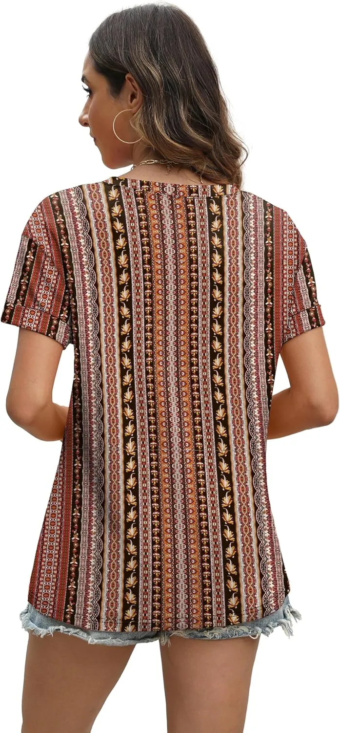 WEESO Womens T Shirts Short Sleeve Summer Tops Cute V Neck Casual Blouses