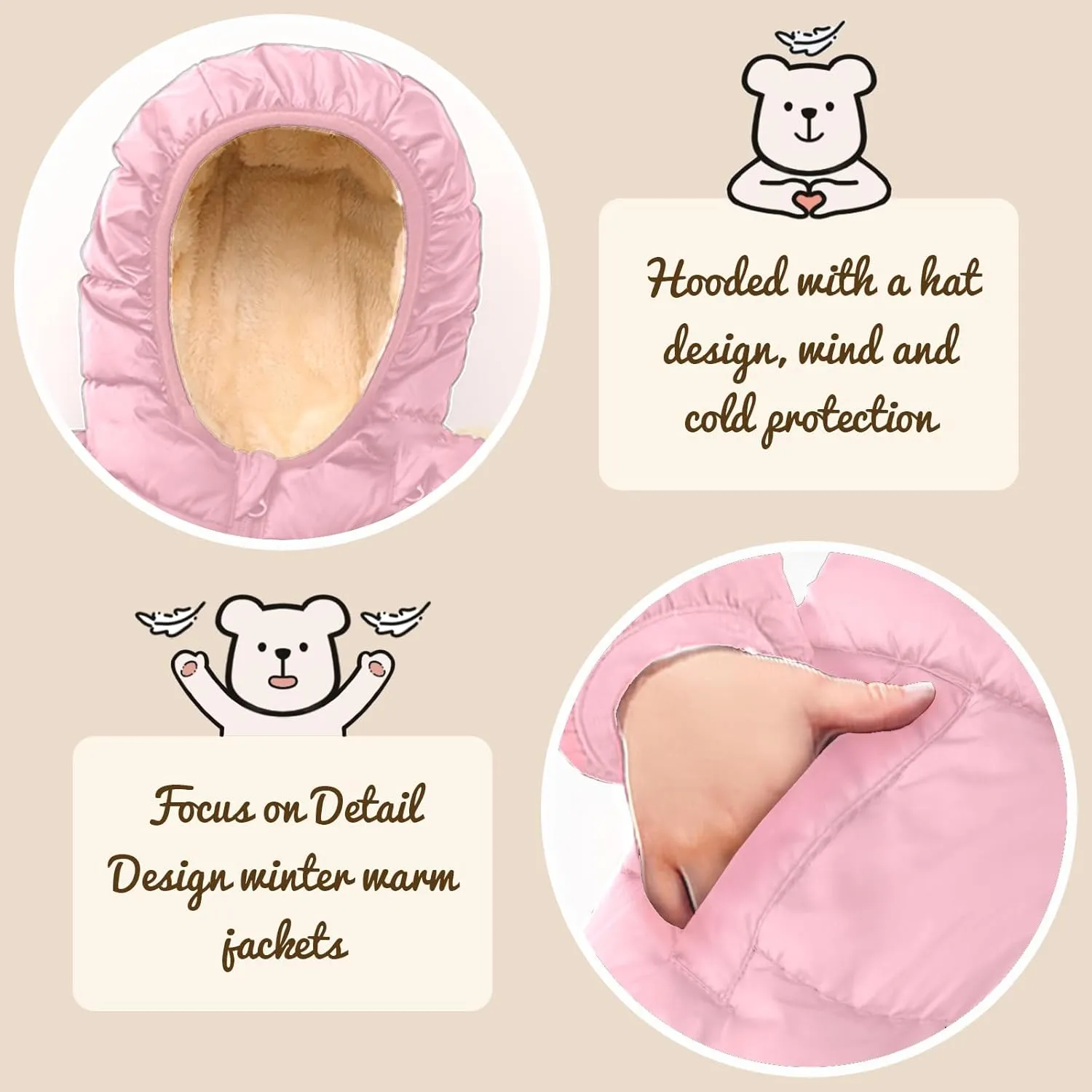 Winter Coats for Toddler Kids Infants Baby Boys Girls Light Puffer Warm Thick Hooded Down Jacket for 2-7 Years